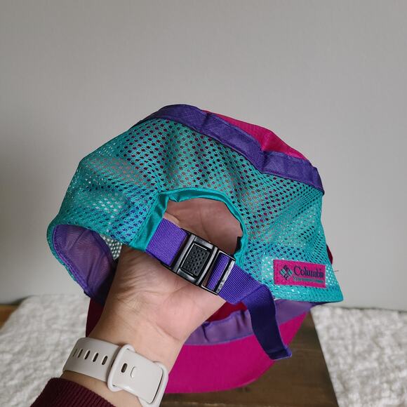 Vintage Columbia 90's Colorblock 5-Pantel Nylon Mesh Retro Hat One Size RARE - Picture 11 of 11